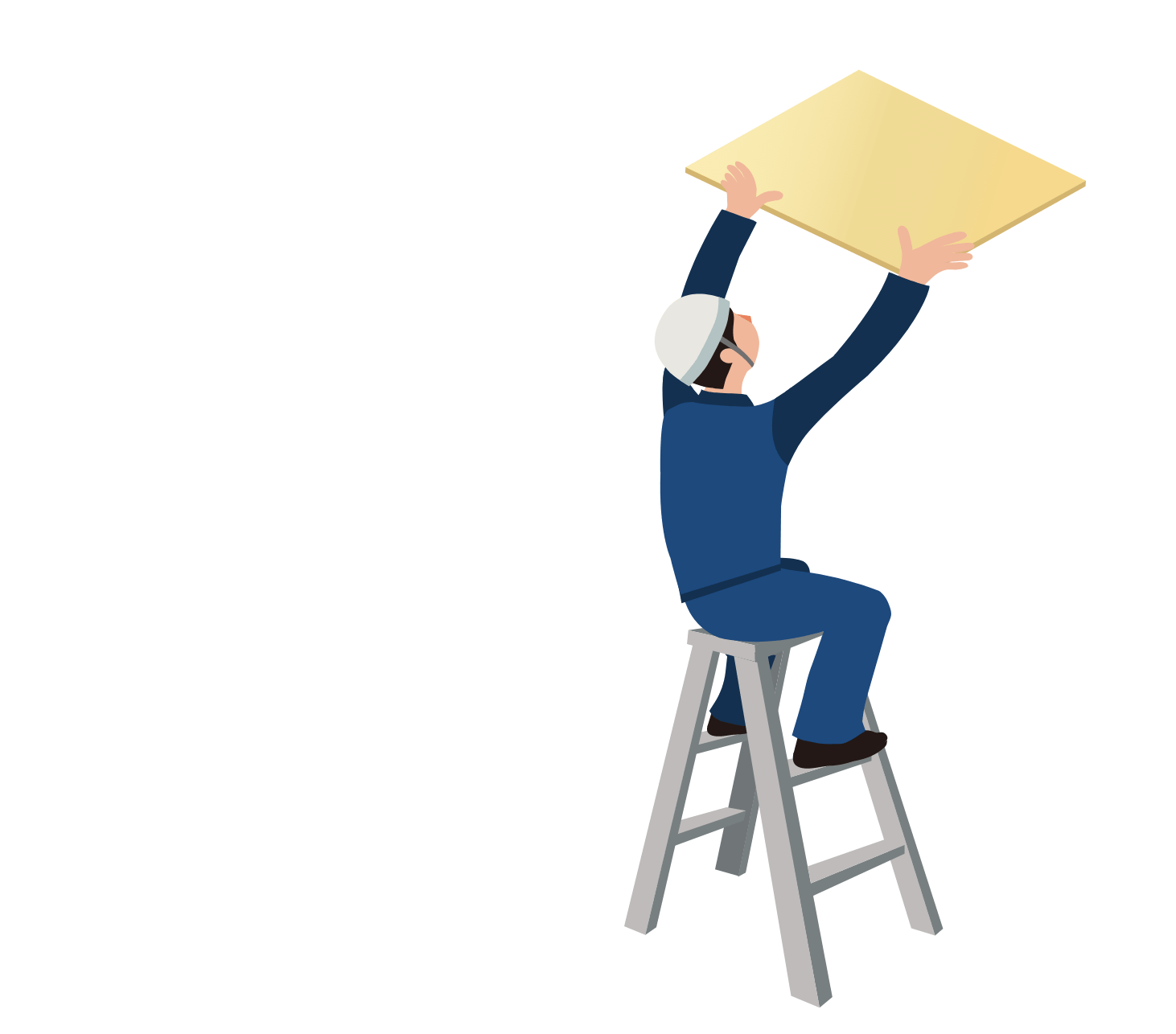 天井パネル貼り